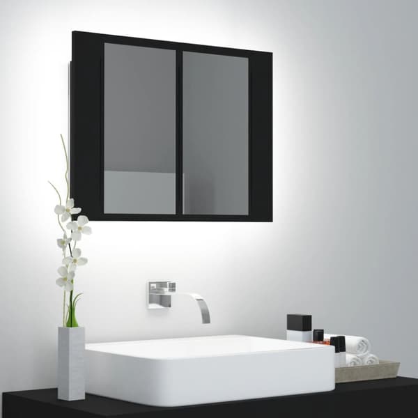Kylpyhuoneen LED peilikaappi musta 60x12x45 cm akryyli - LED Peilikaappi - LED Peilikaapit - Home & Living