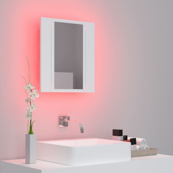 Spegelskåp med LED vit 40x12x45 cm akryl - LED-spegel - LED-speglar - Home & Living