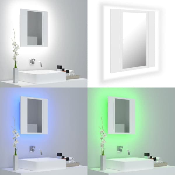 Spegelskåp med LED vit 40x12x45 cm akryl - LED-spegel - LED-speglar - Home & Living