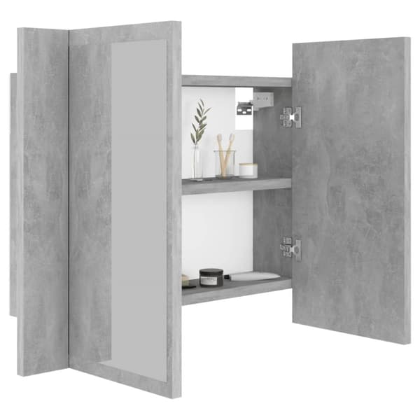 Kylpyhuoneen LED peilikaappi betoninharmaa 60x12x45 cm akryyli - LED Peilikaappi - LED Peilikaapit - Home & Living