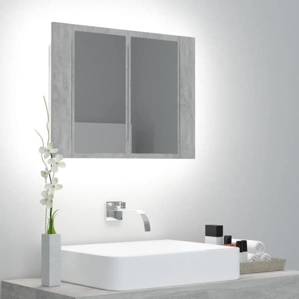 Kylpyhuoneen LED peilikaappi betoninharmaa 60x12x45 cm akryyli - LED Peilikaappi - LED Peilikaapit - Home & Living