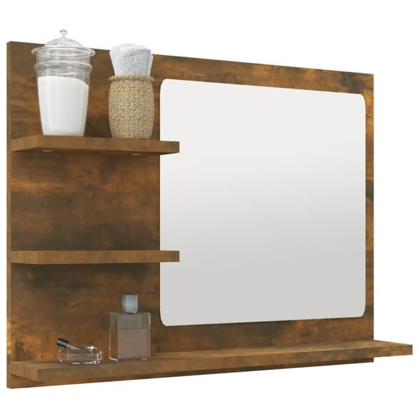 Badrumsspegel rökfärgad ek 60x10,5x45 cm konstruerat trä - Spegel - Speglar - Home & Living