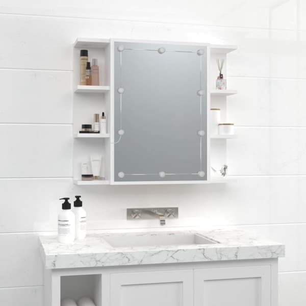 Peilikaappi LED-valoilla valkoinen 70x16,5x60 cm - Peilikaappi - Peilikaapit - Home & Living