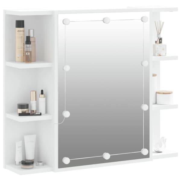 Peilikaappi LED-valoilla valkoinen 70x16,5x60 cm - Peilikaappi - Peilikaapit - Home & Living