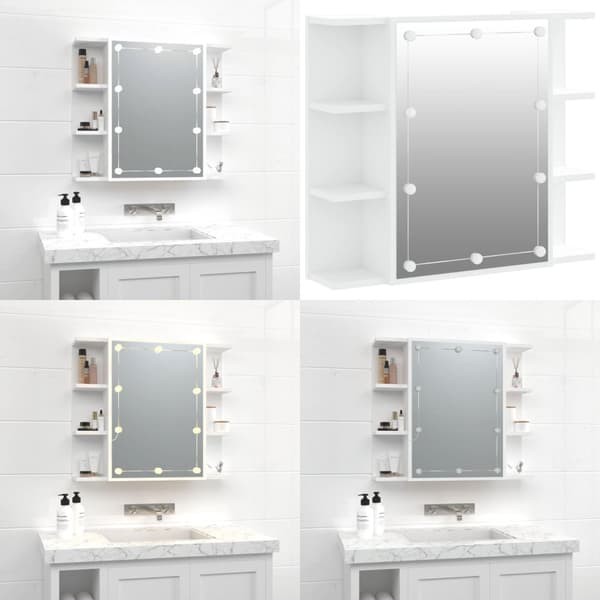 Peilikaappi LED-valoilla valkoinen 70x16,5x60 cm - Peilikaappi - Peilikaapit - Home & Living