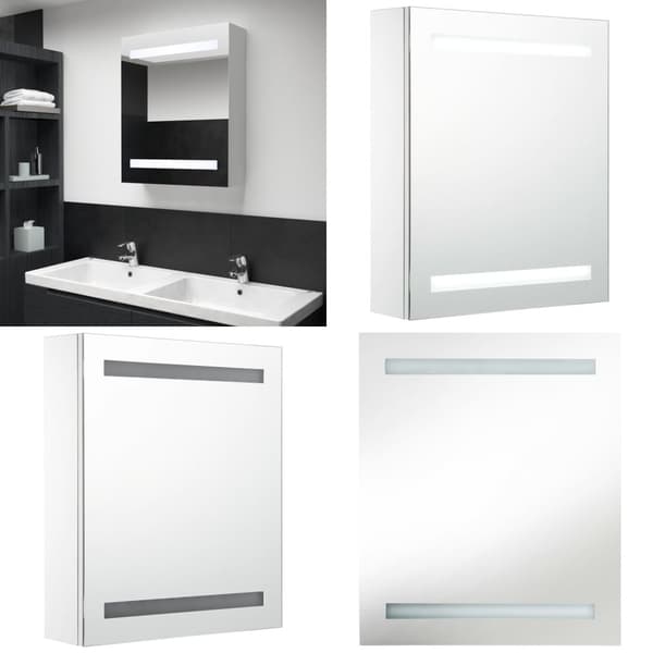 Badrumsspegel med skåp LED 50x13,5x60 cm - Badrumsskåp - Badrumsspegel - Home & Living