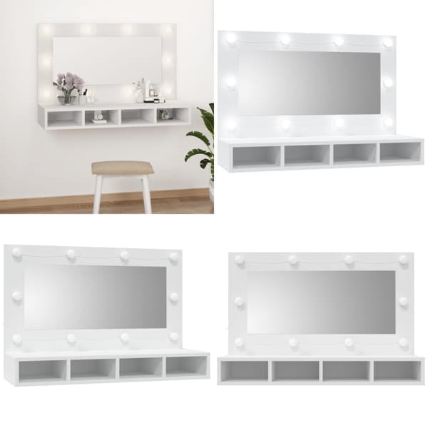 Spegelskåp med LED vit 90x31,5x62 cm - Spegelskåp - Sminkspegel - Home & Living