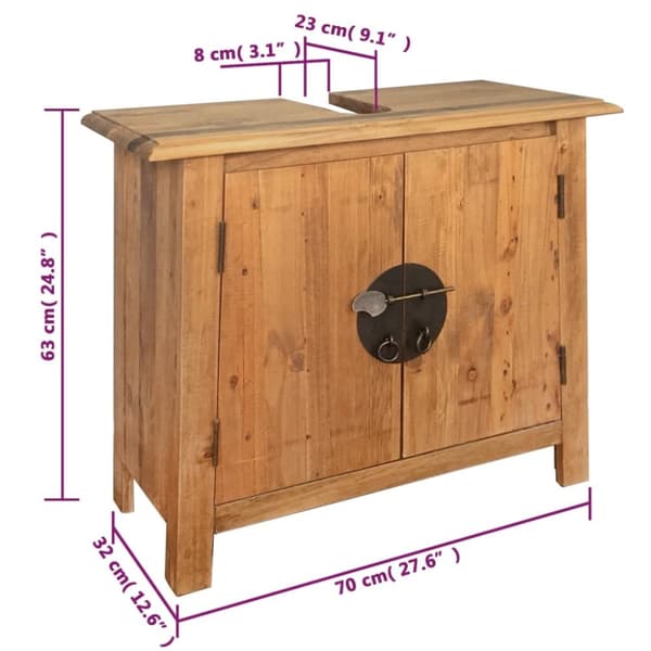 Badeværelsesmøbel 70x32x63 cm massivt fyrretræ - Vaskeskab - Vaskeskabe - Home & Living