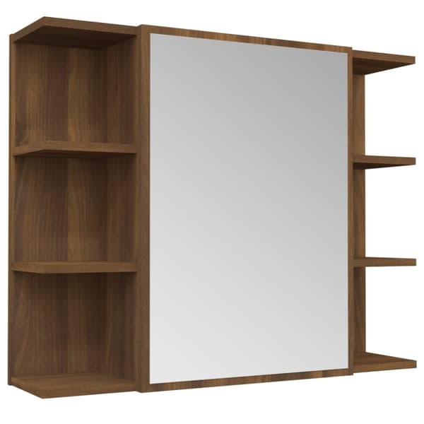 Spegelskåp för badrum Brun ek 80x20,5x64 cm konstruerat trä - Badrumsskåp - Badrumsspegel - Home & Living
