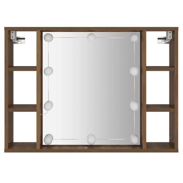 Spegelskåp med LED brun ek 76x15x55 cm - LED-spegel - LED-speglar - Home & Living