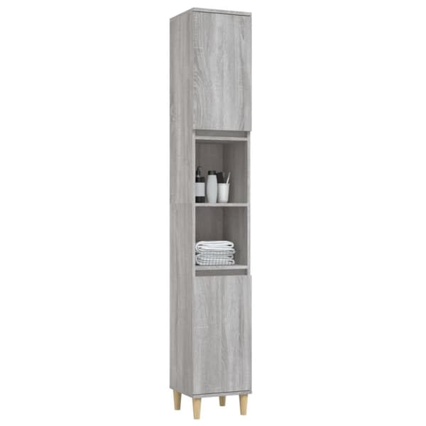 Badeværelsesskab 30x30x190 cm konstrueret træ grå sonoma-eg - Badeværelsesskab - Badeværelsesskabe - Home & Living