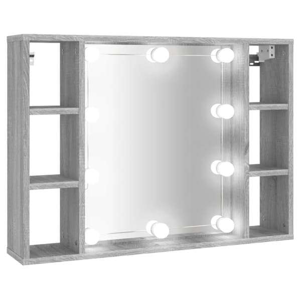 Peilikaappi LED-valoilla harmaa Sonoma 76x15x55 cm - Peilikaappi - Peilikaapit - Home & Living