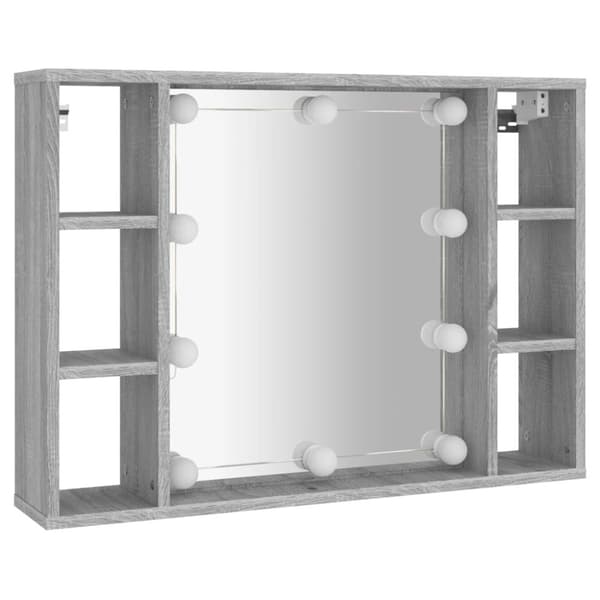 Peilikaappi LED-valoilla harmaa Sonoma 76x15x55 cm - Peilikaappi - Peilikaapit - Home & Living