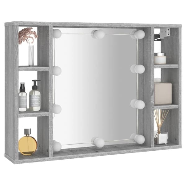 Peilikaappi LED-valoilla harmaa Sonoma 76x15x55 cm - Peilikaappi - Peilikaapit - Home & Living