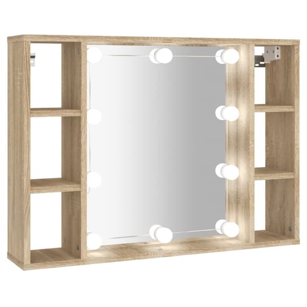 Peilikaappi LED-valoilla Sonoma-tammi 76x15x55 cm - Peilikaappi - Peilikaapit - Home & Living