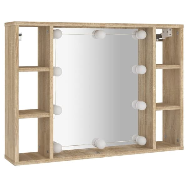 Peilikaappi LED-valoilla Sonoma-tammi 76x15x55 cm - Peilikaappi - Peilikaapit - Home & Living
