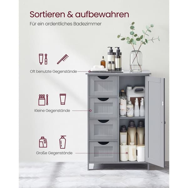 Rootz Mystical Grey Badeværelsesskab - Opbevaringsenhed - Organizer - MDF-materiale - 30 cm x 55 cm x 82 cm - Letvægts - Robust - Nem montering