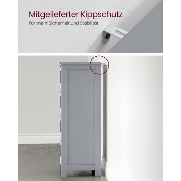 Rootz Badeværelsesmøbler - Opbevaringsskab - Organizer - MDF-plade - 30 cm x 30 cm x 82 cm - Mystic Grey - Monteringssæt - Anti-Tip-enhed - 90 kg Topb