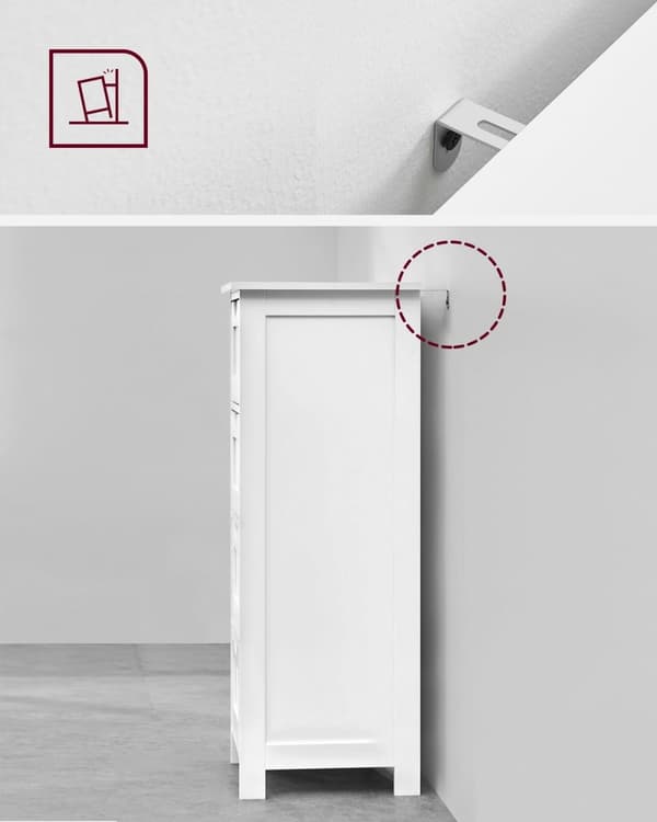 Rootz sidoskåp - Byrå - Förvaringsorganisatör - Funktionell design - Robust utförande - Utrymmesbesparande - 30 cm x 82 cm x 30 cm - Vit - MDF-skiva -