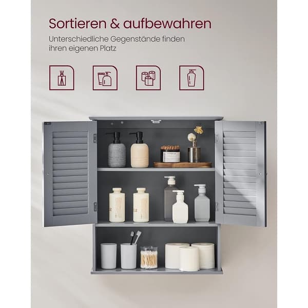 Rootz Badeværelsesskab - Opbevaringsenhed - Organizer - MDF-konstruktion - Mystical Grey - 30cm x 30cm x 82cm - Letvægts - Robust - Nem montering