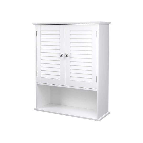 Rootz badeværelsesskab - Opbevaringsskab - Hygiejneorganisering - Hvid MDF - 60 cm x 20 cm x 70 cm - Åbent rum - Justerbar hylde - Forkromede knopper
