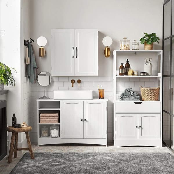 Rootz Under-Sink Cabinet - Badeværelsesopbevaring - Vaskeskab - MDF - Chrome Håndtag - 90cm x 30cm x 60cm