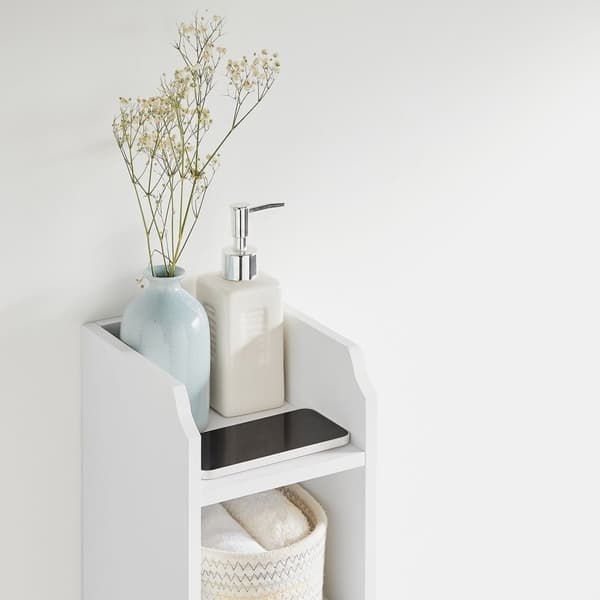 Rootz White -kylpyhuonekaappi - Säilytysjärjestelmä - MDF-huonekalut - Kompakti muotoilu - Kaatumisenestolaite - Helppo koota - 18cm x 20cm x 80cm