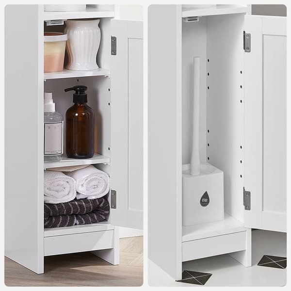Rootz White -kylpyhuonekaappi - Säilytysjärjestelmä - MDF-huonekalut - Kompakti muotoilu - Kaatumisenestolaite - Helppo koota - 18cm x 20cm x 80cm