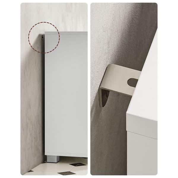 Valkoinen Rootz pesuallaskaappi - Kylpyhuoneen turhamaisuus - Säilytysyksikkö - MDF-rakenne - Metallikahvat - 30cm x 70cm x 64cm - 20cm x 15cm Sifonia