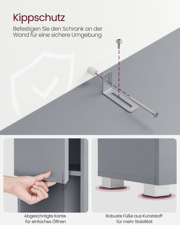 Rootz Mystic Grey Badrumsskåp - Förvaringsenhet - Högt skåp - MDF-konstruktion - Rymlig design - Enkel montering - 30cm x 30cm x 170cm