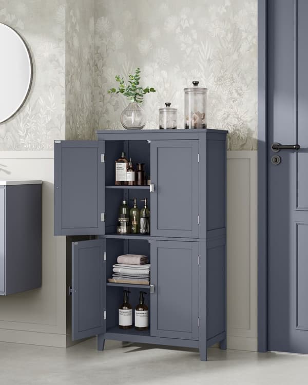 Rootz Badeværelsesskab - Opbevaringsorganisering - Skifergrå - MDF - 30 cm x 60 cm x 110 cm - Letvægts - Robust - Nem montering