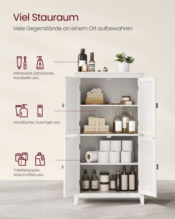 Rootz Classic White Badrumsskåp - Förvaringsenhet - MDF-möbler - Rymlig design - Enkel montering - 30cm x 60cm x 110cm