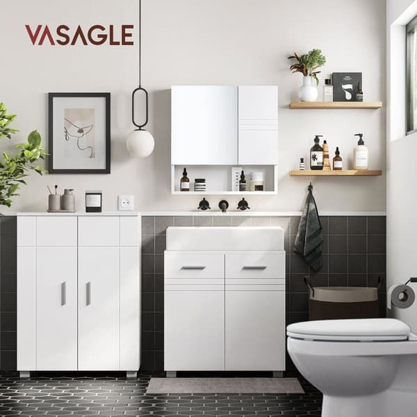 Rootz White Badeværelsesskab - Opbevaringsenhed - Organizer - MDF spånplade - 60 cm x 30 cm x 82 cm - 18 kg - 60 kg Kapacitet