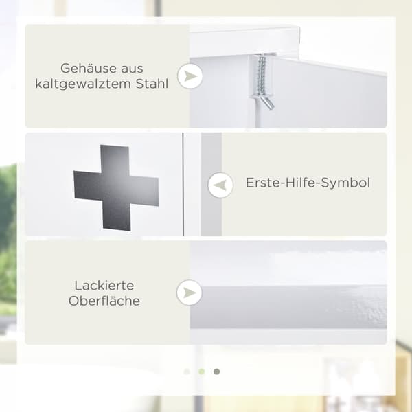 Rootz Kleankin Medicinskab - Førstehjælpsskab - Medicinsk opbevaring - Sikker magnetlukning - Effektiv organisering - Hurtig identifikation - 30L x 12