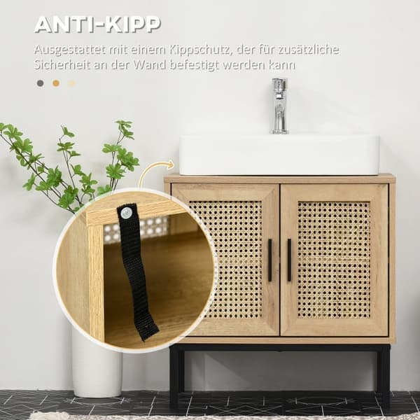 Rootz kleankin Boho kylpyhuoneen alaosakaappi - Tyylikäs säilytysratkaisu - Toimiva pesuallaskaappi - Moderni Boho-design - Kestävä puu - 60cm x 39cm