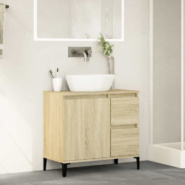 vidaXL badeværelsesskab 65x33x60 cm konstrueret træ sonoma-eg