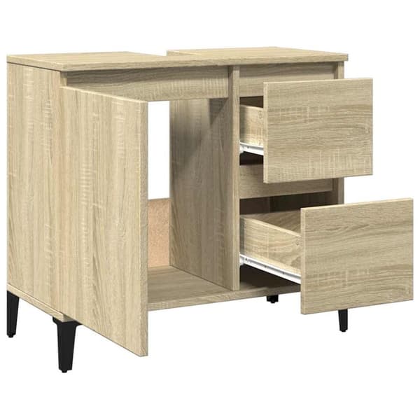 vidaXL badeværelsesskab 65x33x60 cm konstrueret træ sonoma-eg