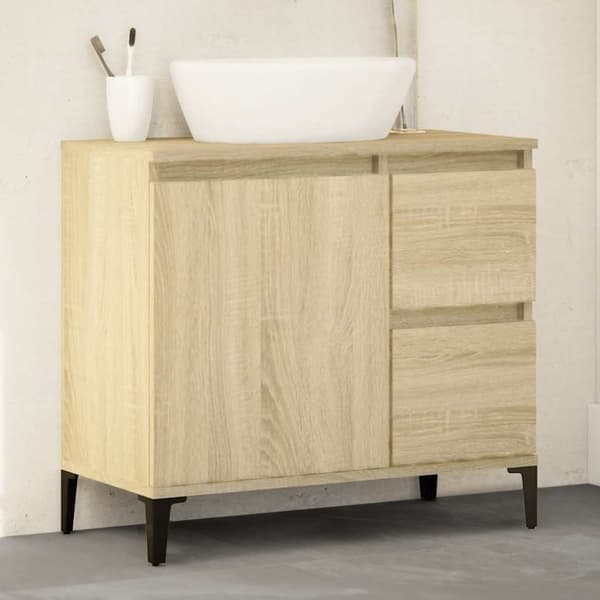 vidaXL badeværelsesskab 65x33x60 cm konstrueret træ sonoma-eg