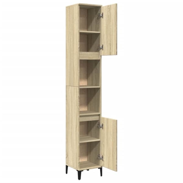 vidaXL badeværelsesskab 30x30x190 cm konstrueret træ sonoma-eg