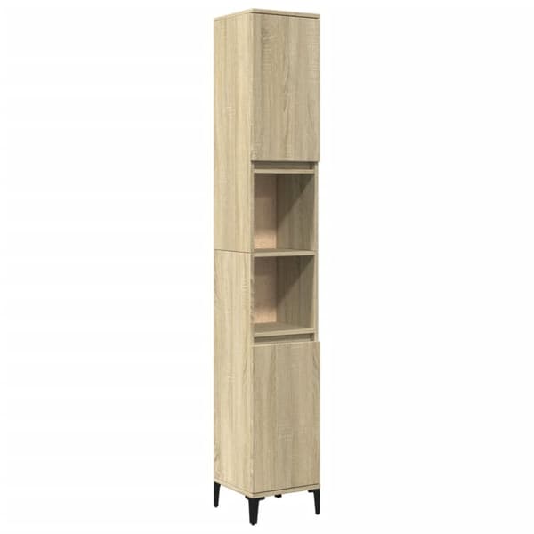 vidaXL badeværelsesskab 30x30x190 cm konstrueret træ sonoma-eg