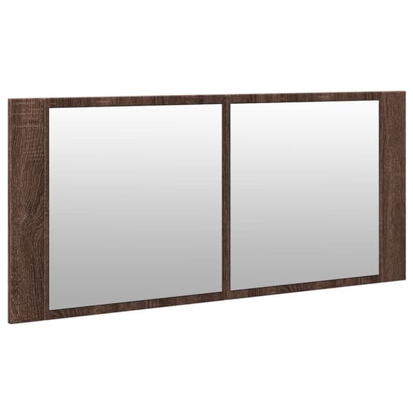 vidaXL badeværelsesskab m. spejl og LED-lys 100x12x45 cm brun eg