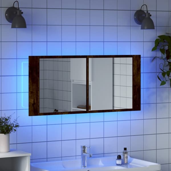 vidaXL Kylpyhuoneen LED peilikaappi savutammi 100x12x45 cm