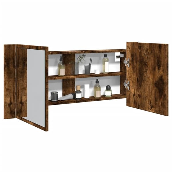 vidaXL Kylpyhuoneen LED peilikaappi savutammi 100x12x45 cm
