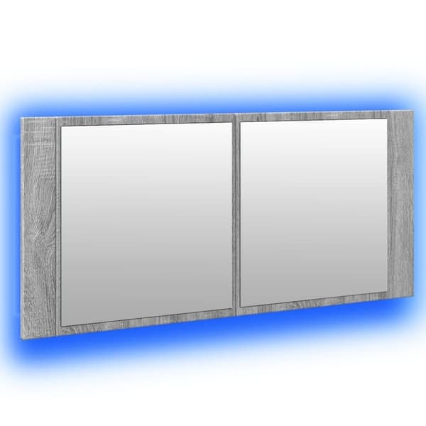 vidaXL badeværelsesskab m. spejl og LED-lys 100x12x45 cm grå sonoma-eg
