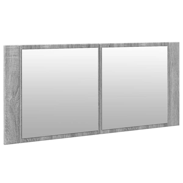 vidaXL badeværelsesskab m. spejl og LED-lys 100x12x45 cm grå sonoma-eg