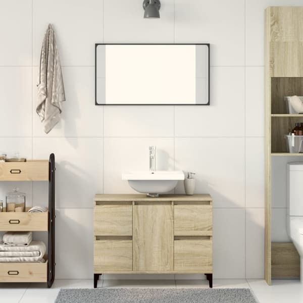 vidaXL underskab til håndvask 80x33x60 cm konstrueret træ sonoma-eg