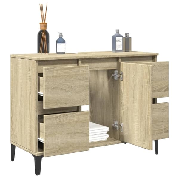 vidaXL underskab til håndvask 80x33x60 cm konstrueret træ sonoma-eg