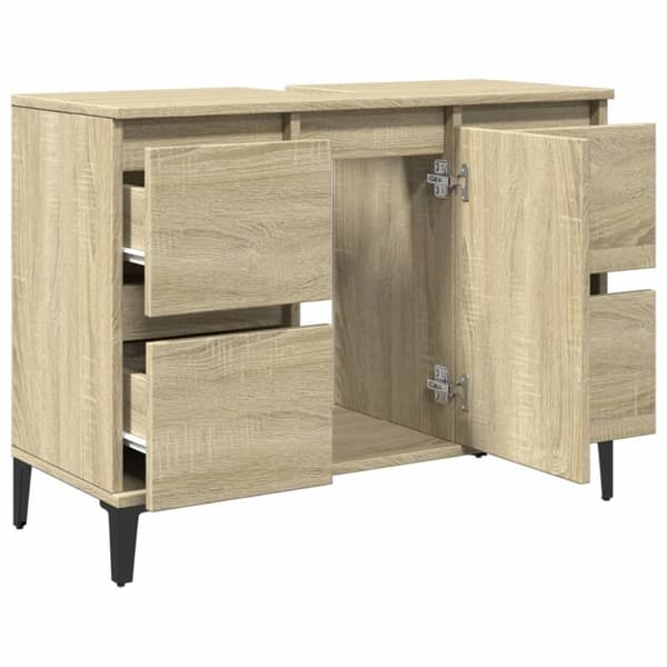 vidaXL underskab til håndvask 80x33x60 cm konstrueret træ sonoma-eg