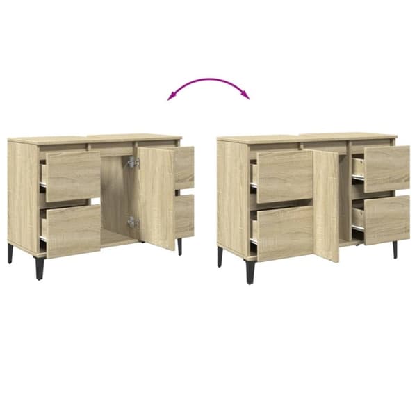 vidaXL underskab til håndvask 80x33x60 cm konstrueret træ sonoma-eg