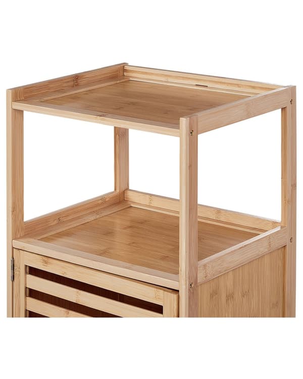 Hylly vaalea bambu 36 x 30 x 114 cm neljällä hyllyllä kaapilla kylpyhuoneen moderni tyyli